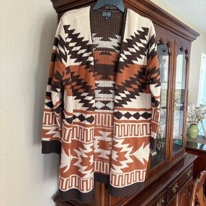 Major Label Aztec Patterned Cardigan Sweater Size XL